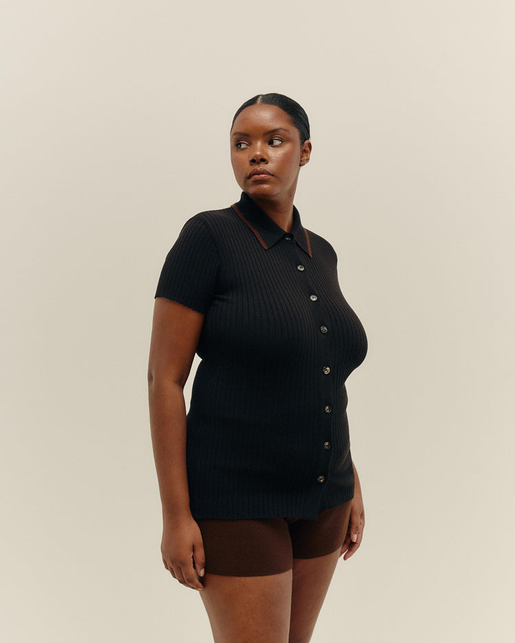 VIVIANE SPORT KNIT BLOUSE BLACK