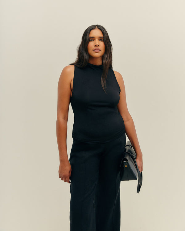 HIGH NECK BLOUSE BLACK