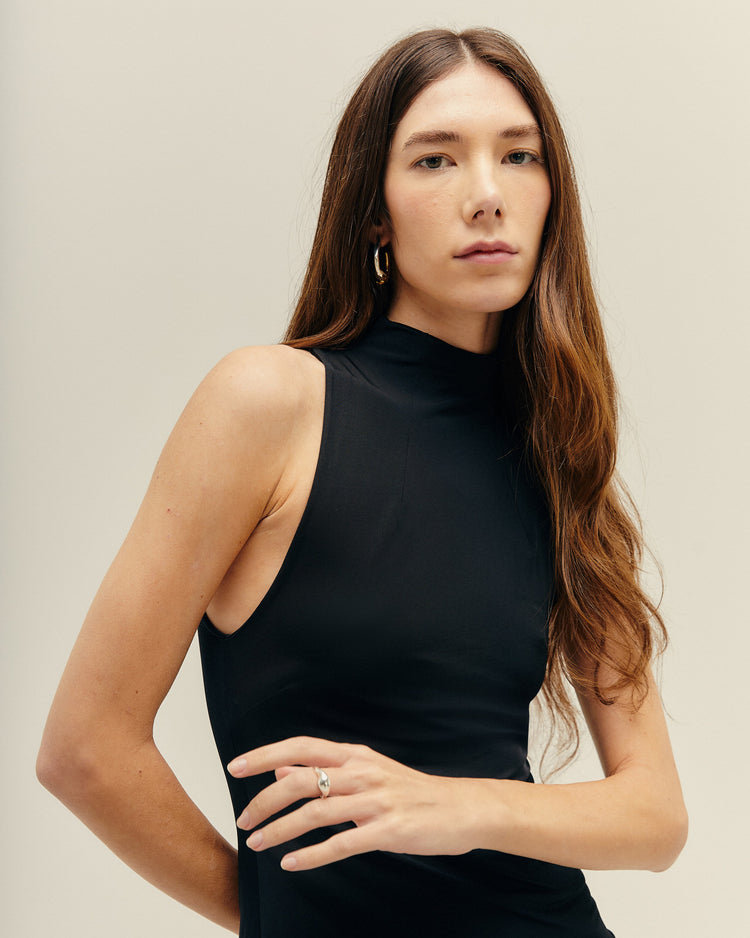 HIGH NECK BLOUSE BLACK