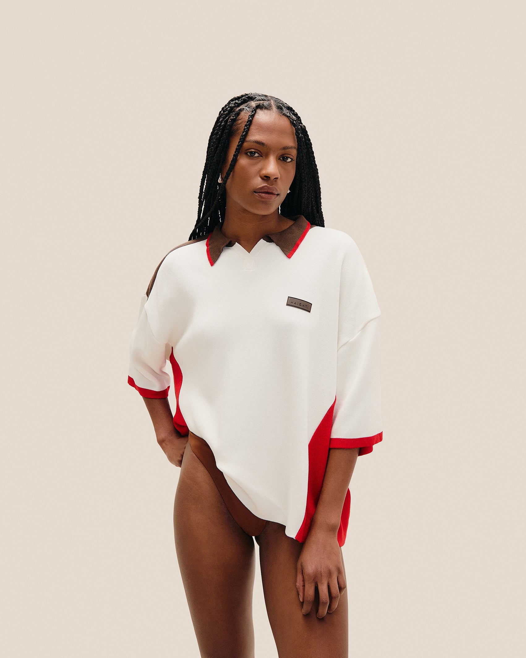 KNIT DEBORA SHIRT WHITE SPORT STRIPES
