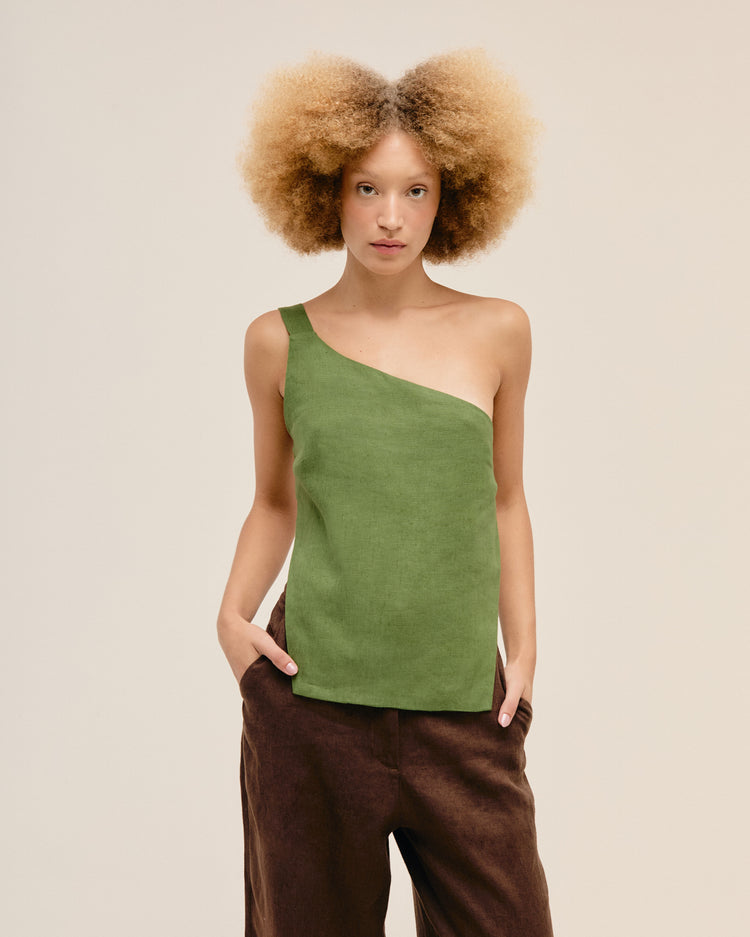 ASSIMETRIC TOP OLIVE GREEN