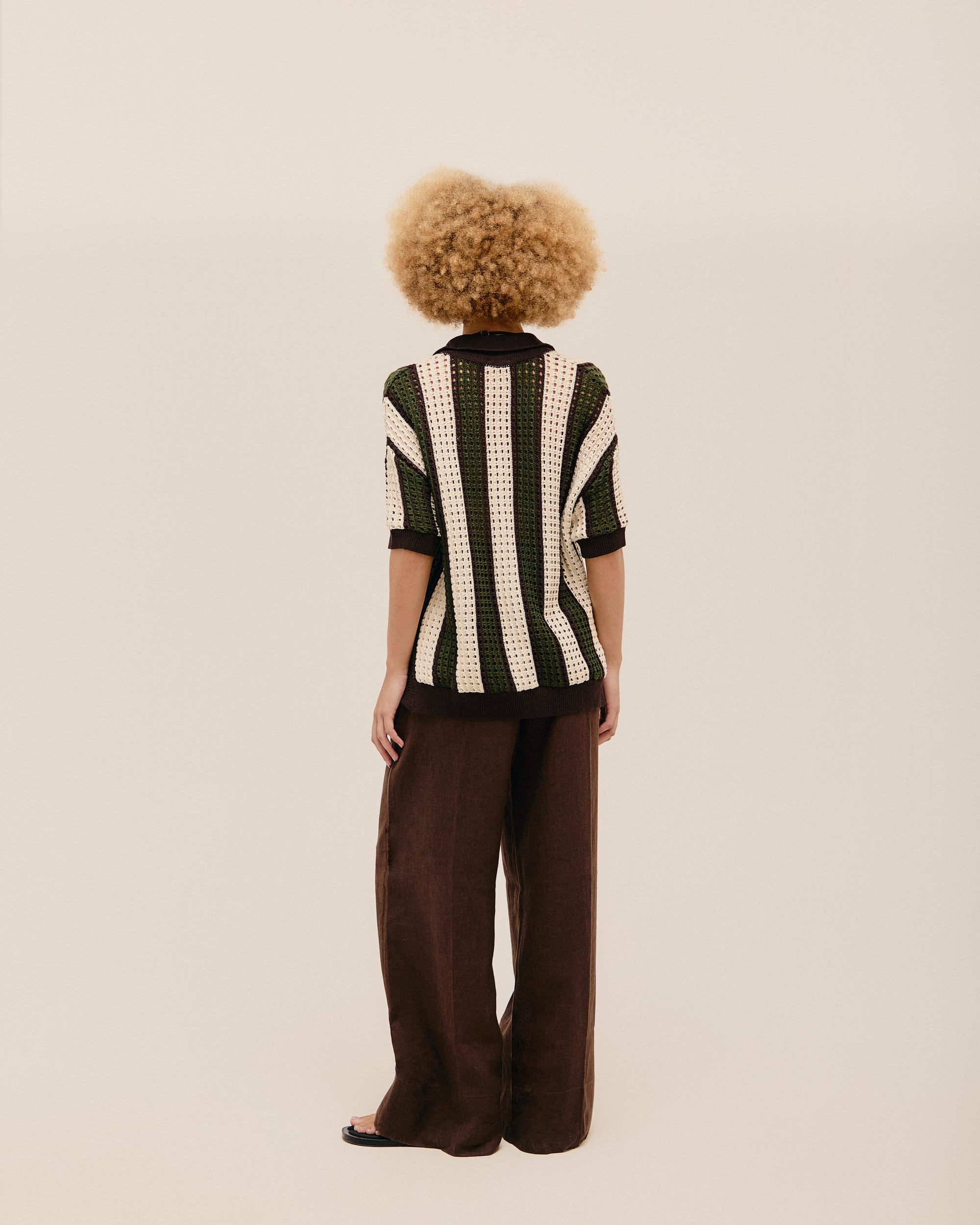 OVER-THE-KNEES KNIT TOP. OLIVE STRIPES