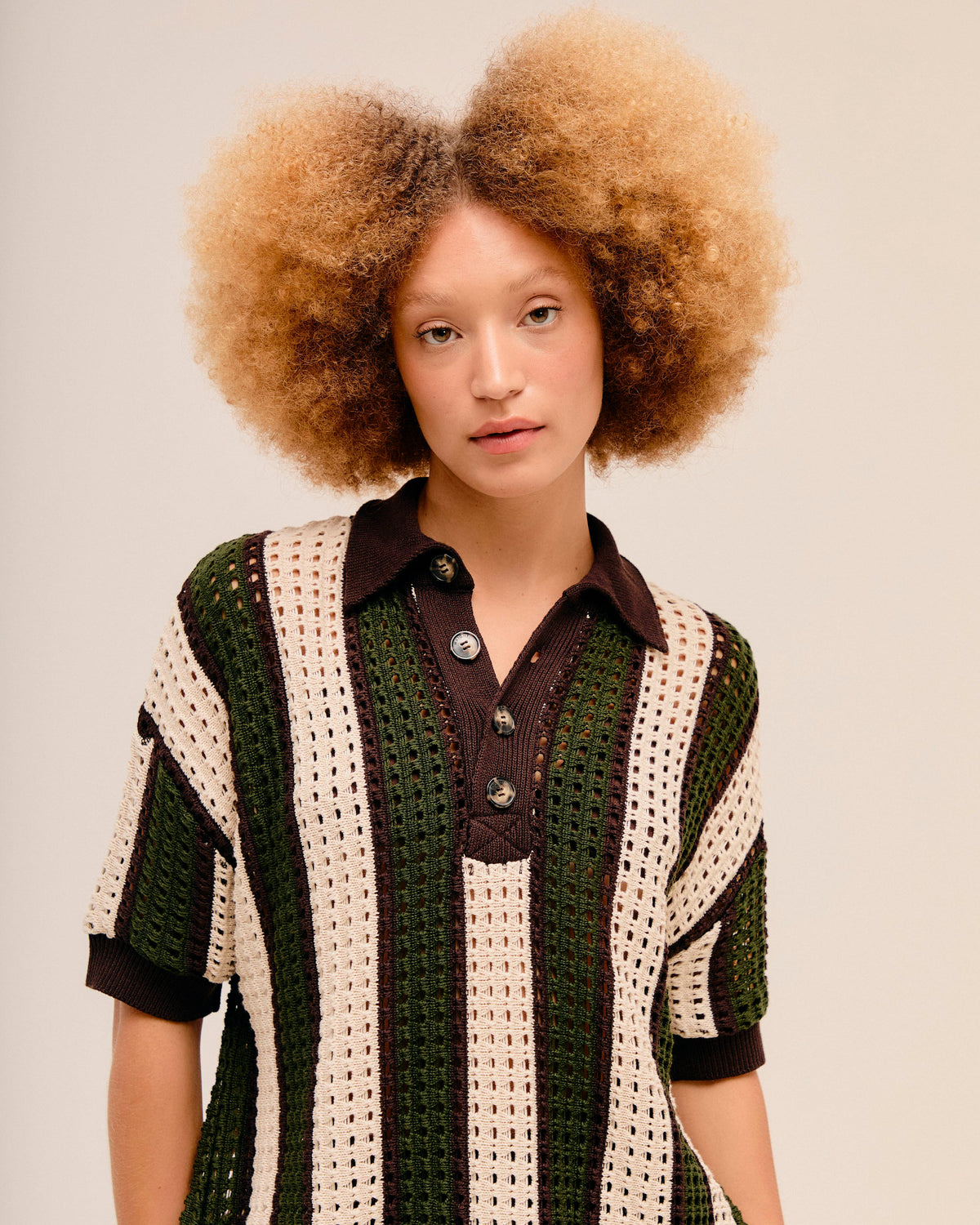 OVER-THE-KNEES KNIT TOP. OLIVE STRIPES