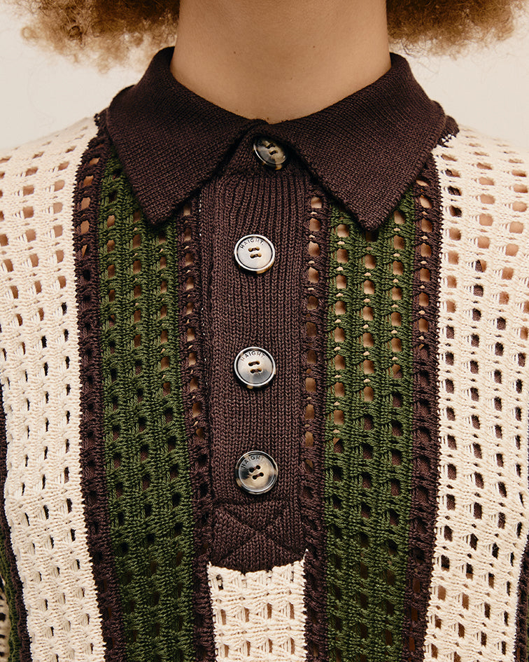 OVER-THE-KNEES KNIT TOP. OLIVE STRIPES