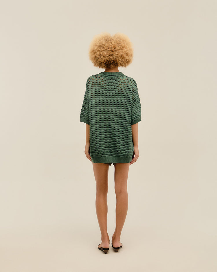 JOANA KNIT BLOUSE IN SEAWEED GREEN