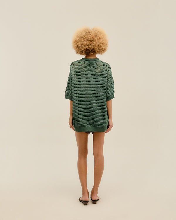 JOANA KNIT BLOUSE IN SEAWEED GREEN