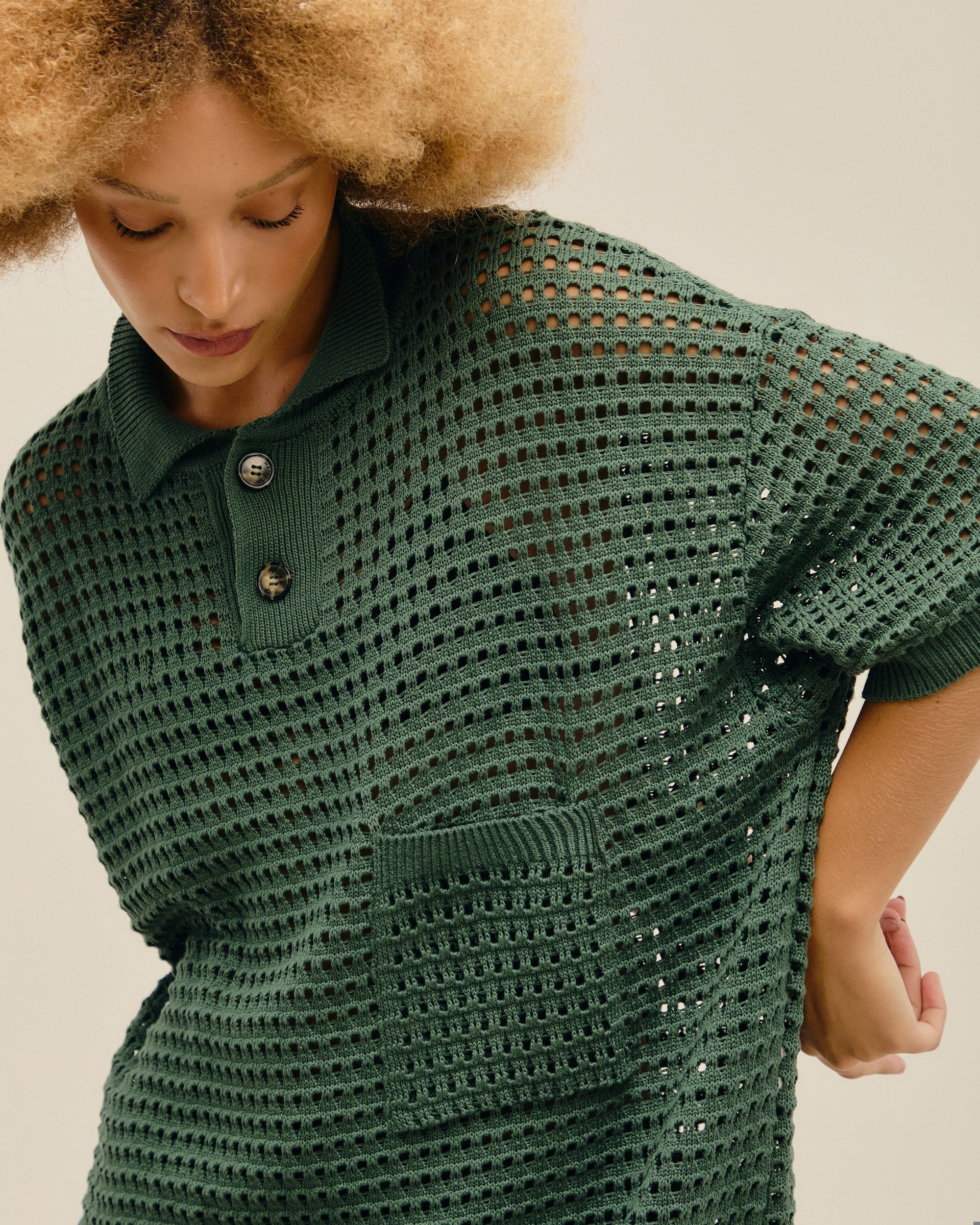 JOANA KNIT BLOUSE IN SEAWEED GREEN