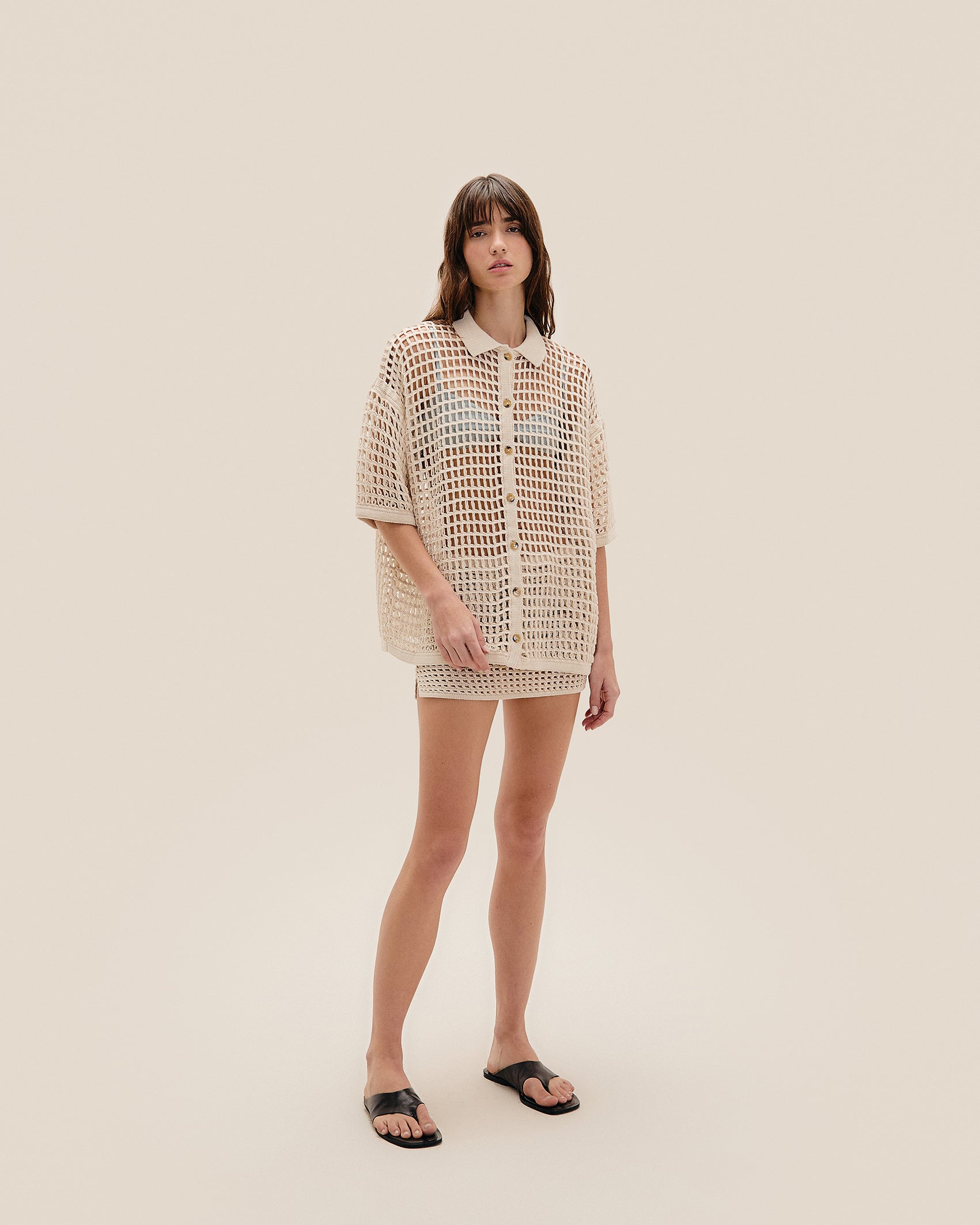 .SHEILA KNIT SHIRT IVORY