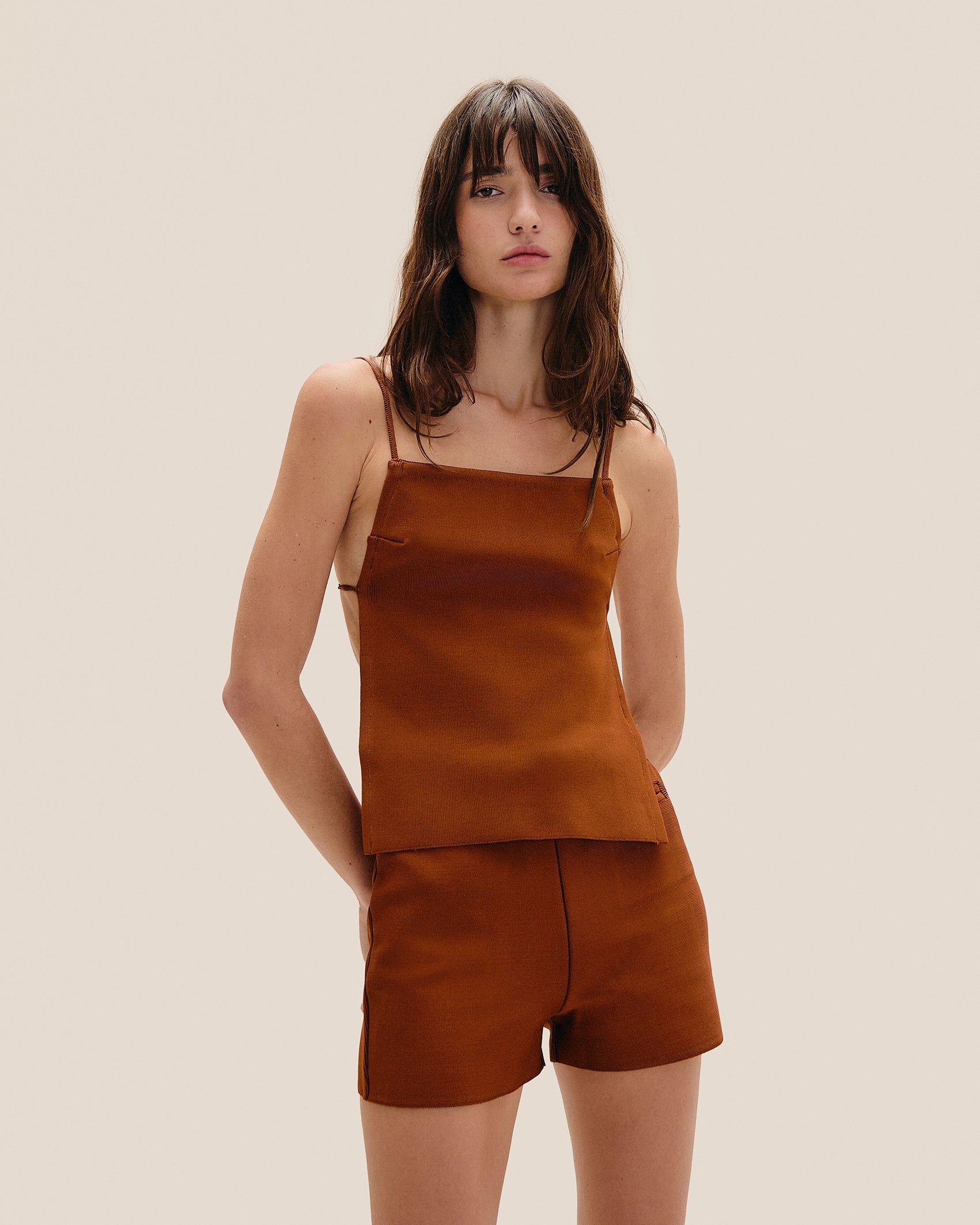 CHEMISIER EN MAILLE CLARICE MARRON MOYEN