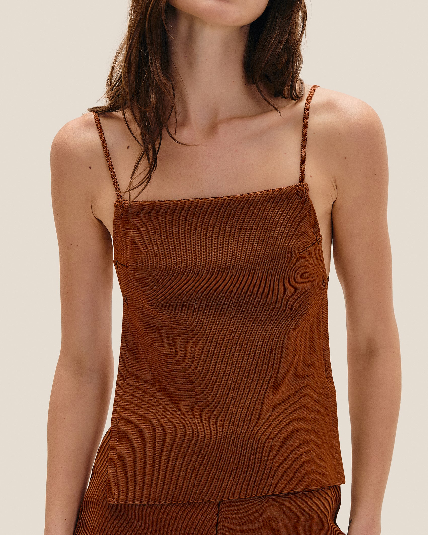 CHEMISIER EN MAILLE CLARICE MARRON MOYEN