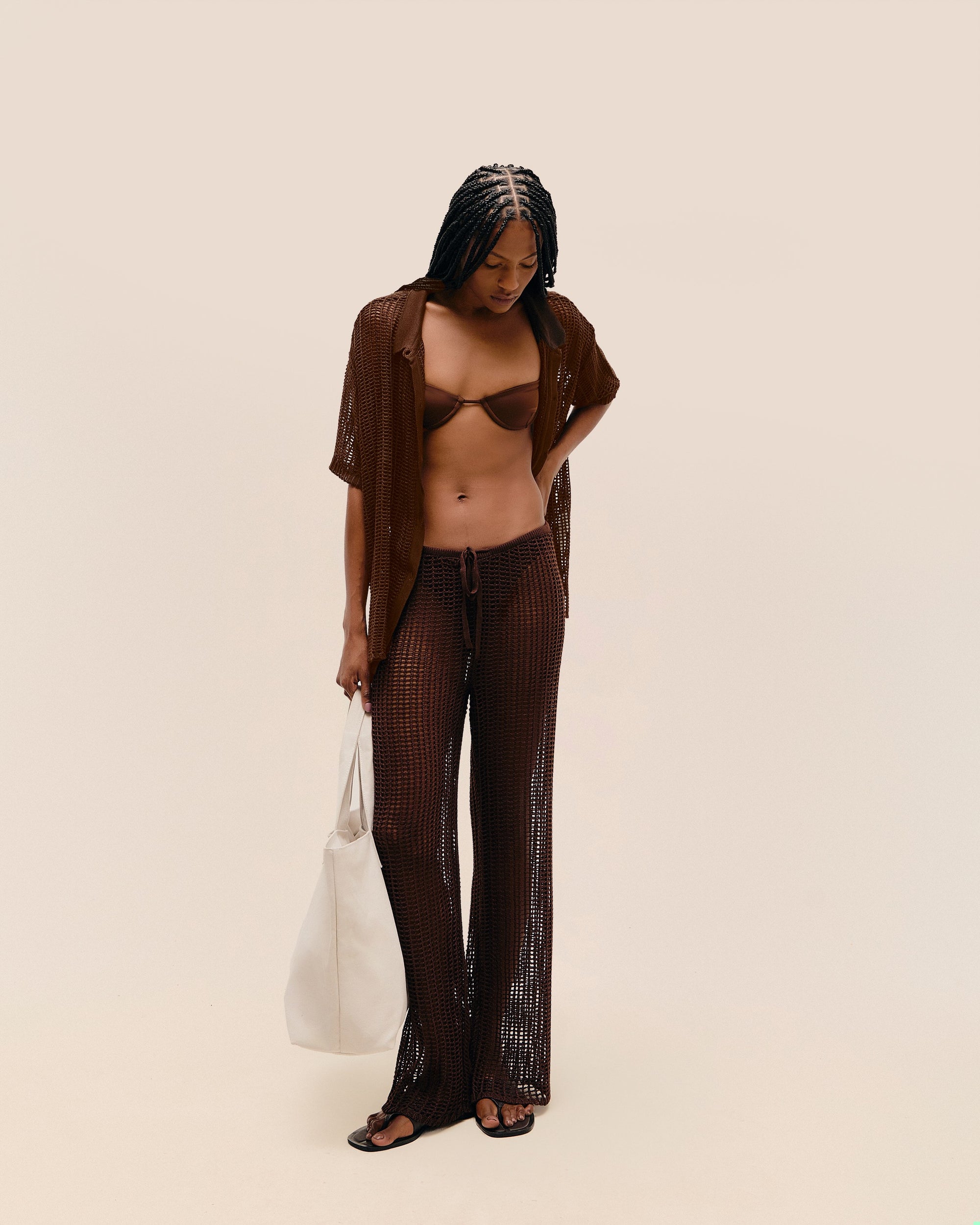 KNIT REBECA PANTS BRAUNA BROWN
