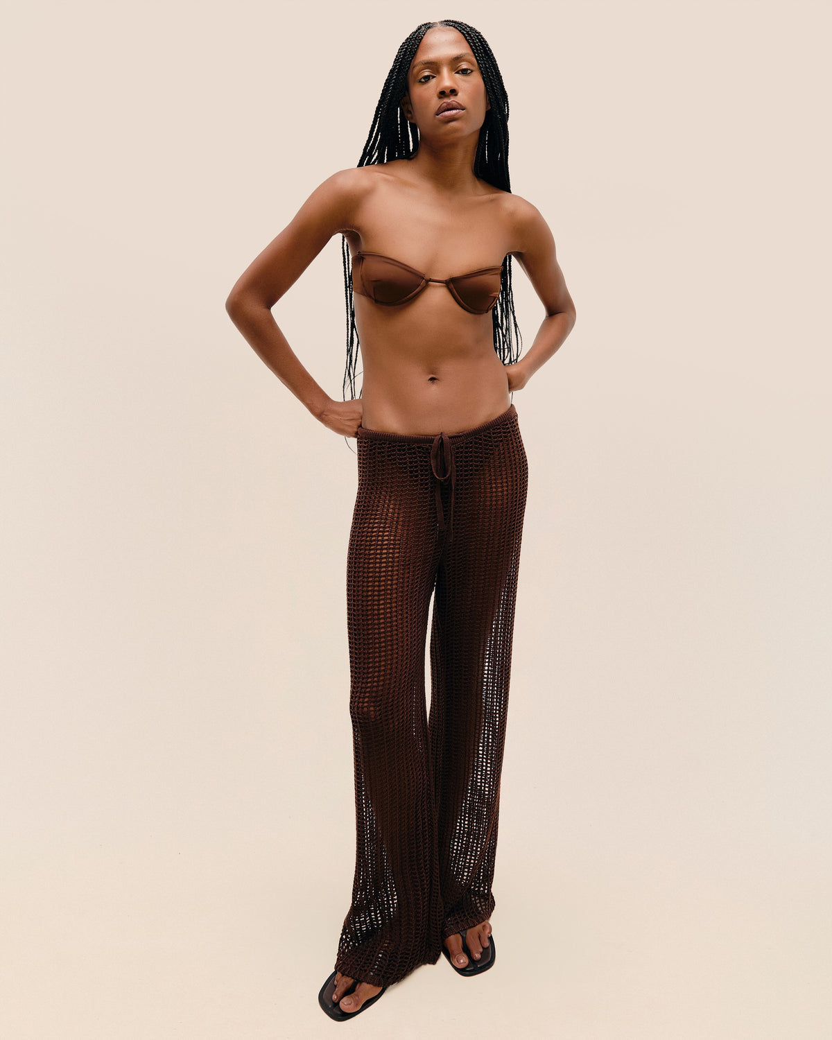 KNIT REBECA PANTS BRAUNA BROWN