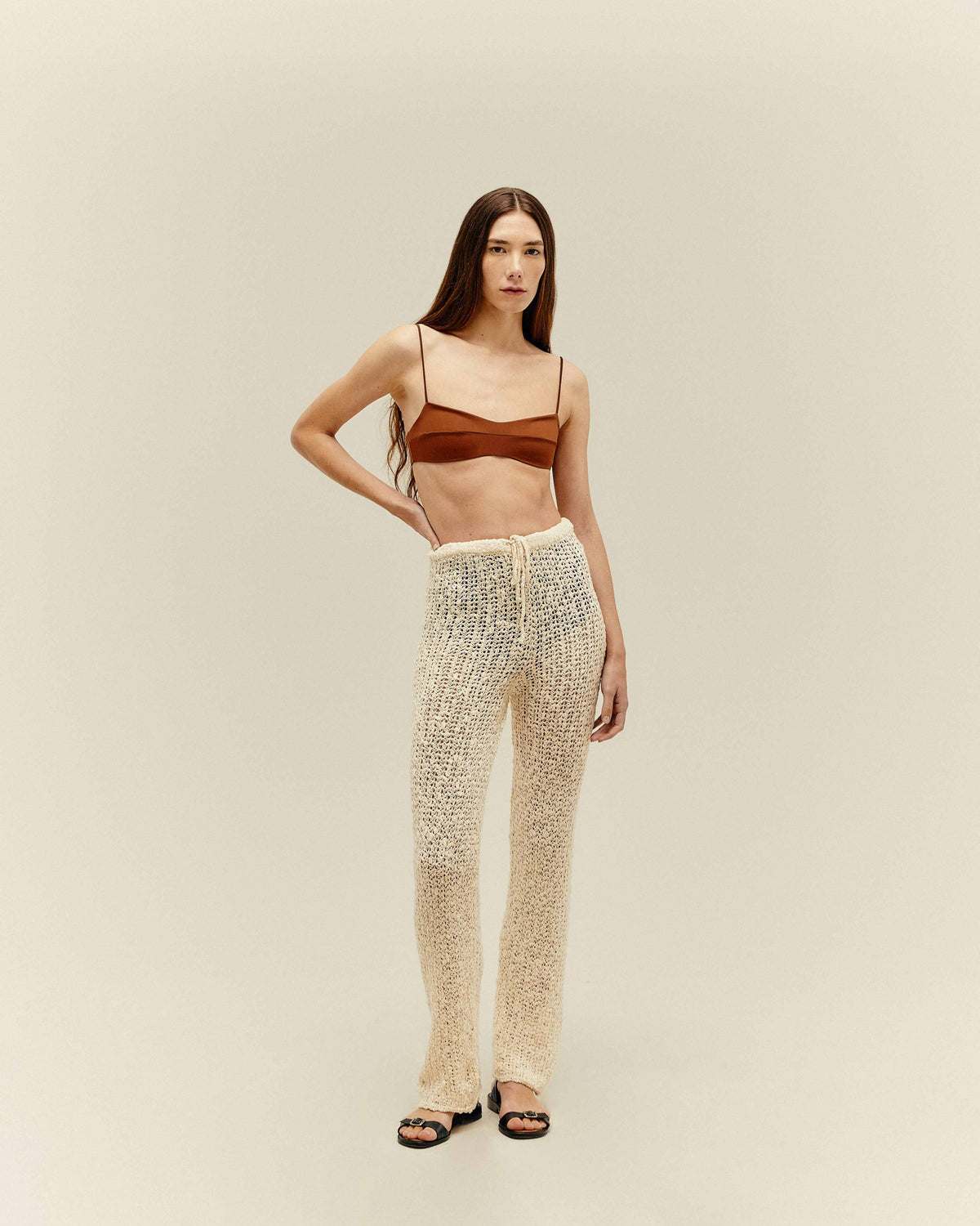 PANTALONI KNIT VICTORIA BIANCO SPORCO
