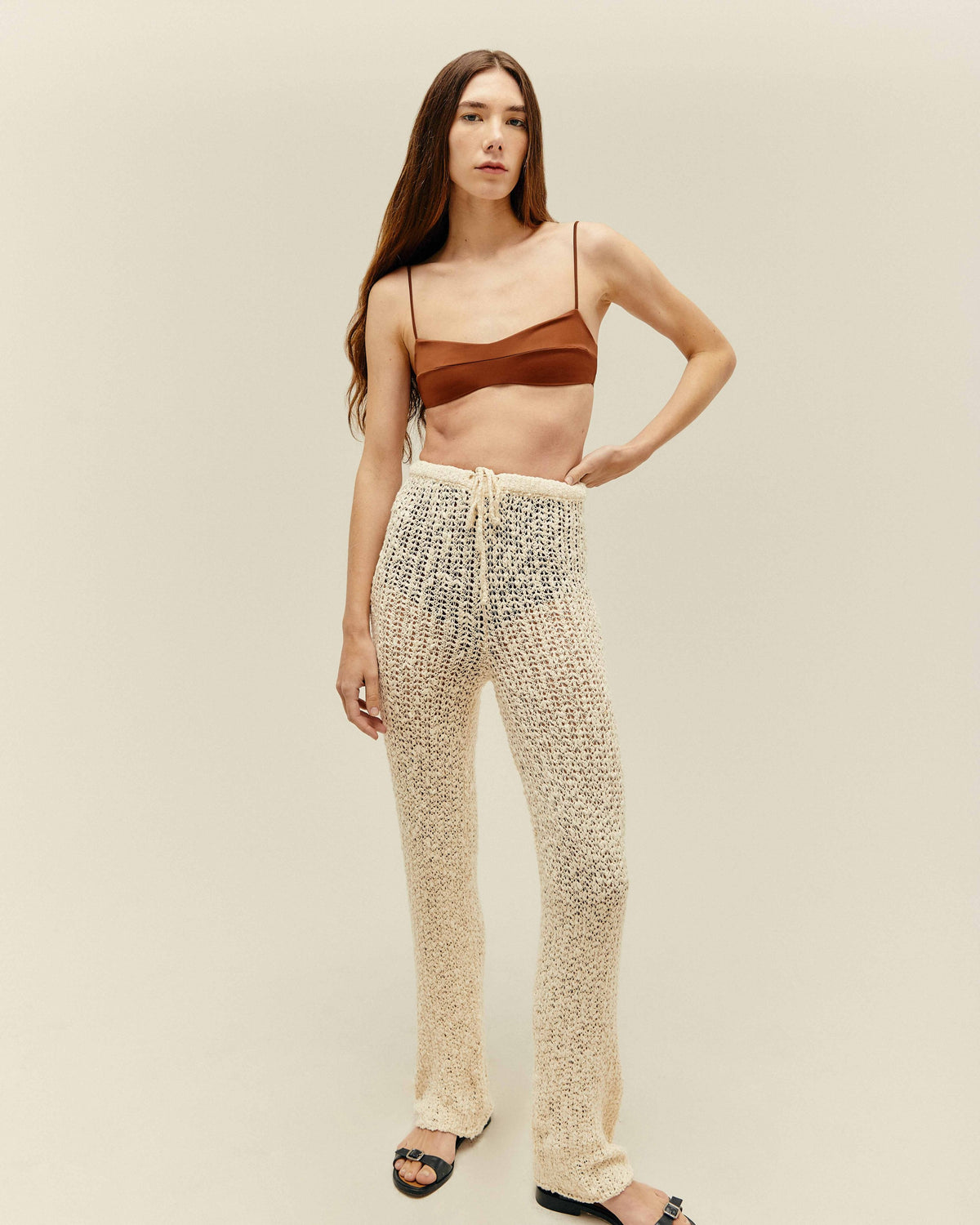 PANTALONI KNIT VICTORIA BIANCO SPORCO