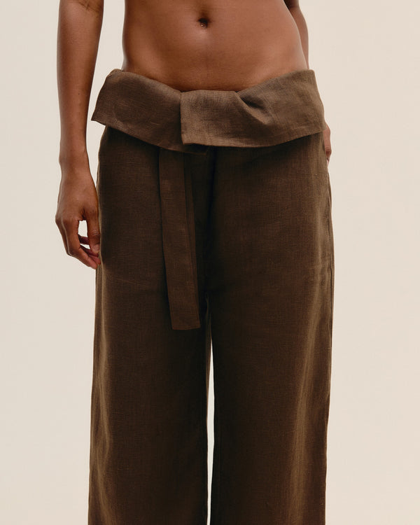 GRAZI LINEN PANTS BRAUNA BROWN