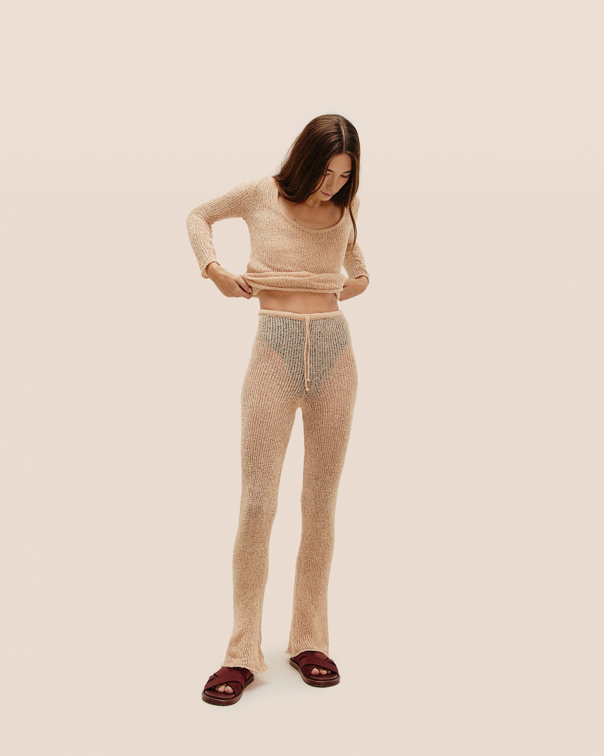 CECILIA KNIT PANTS IN CUBAN SAND