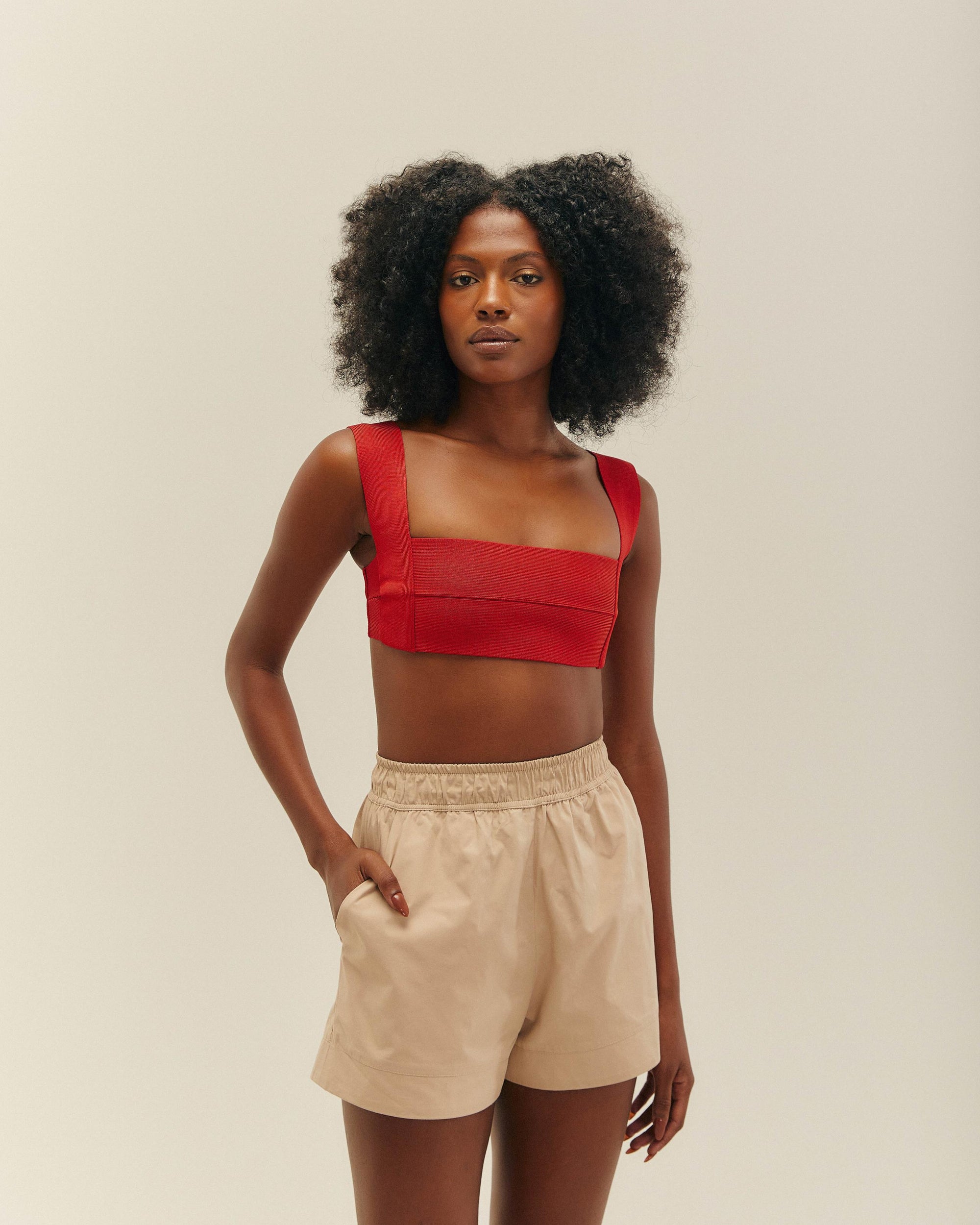 TOP AMANDA EN MAILLE ROUGE SHIFT