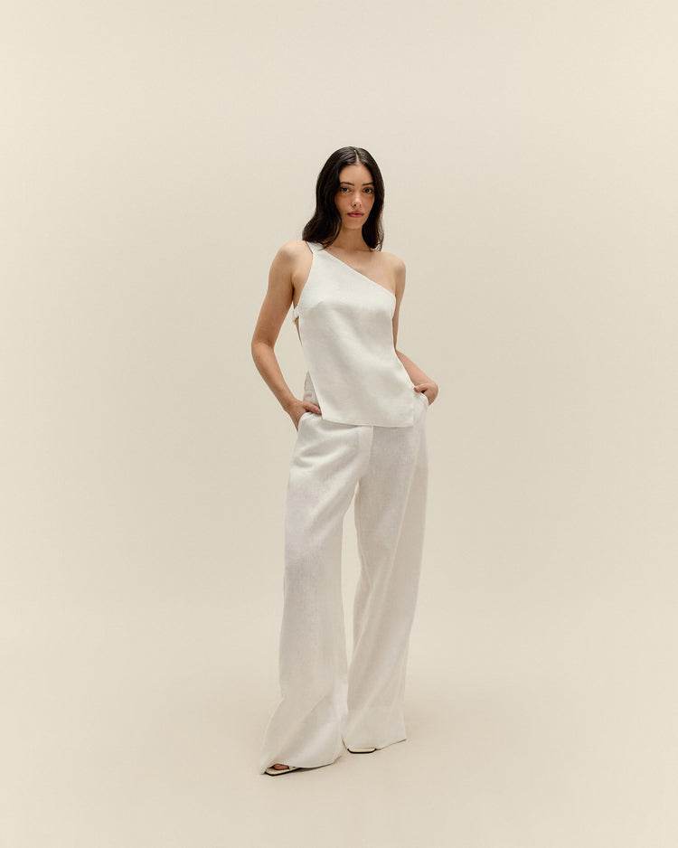 TOP ASIMMETRICO BIANCO SPORCO