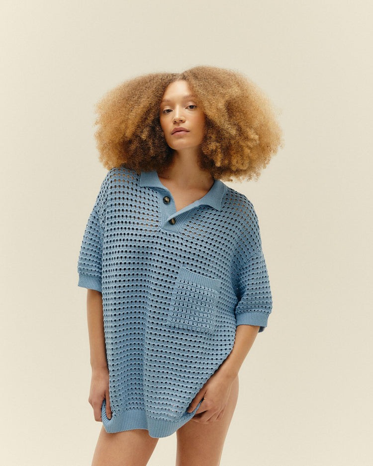 KNIT JOANA SHIRT CELESTE BLUE