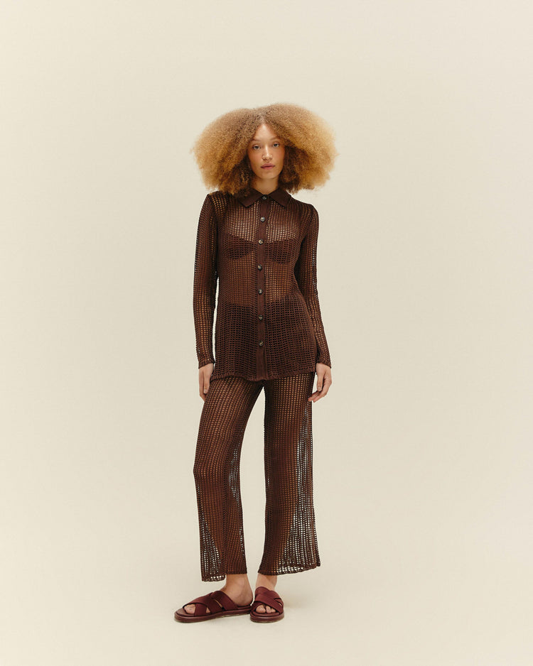 MAGLIA LUANA CAMICIA BRAUNA MARRONE