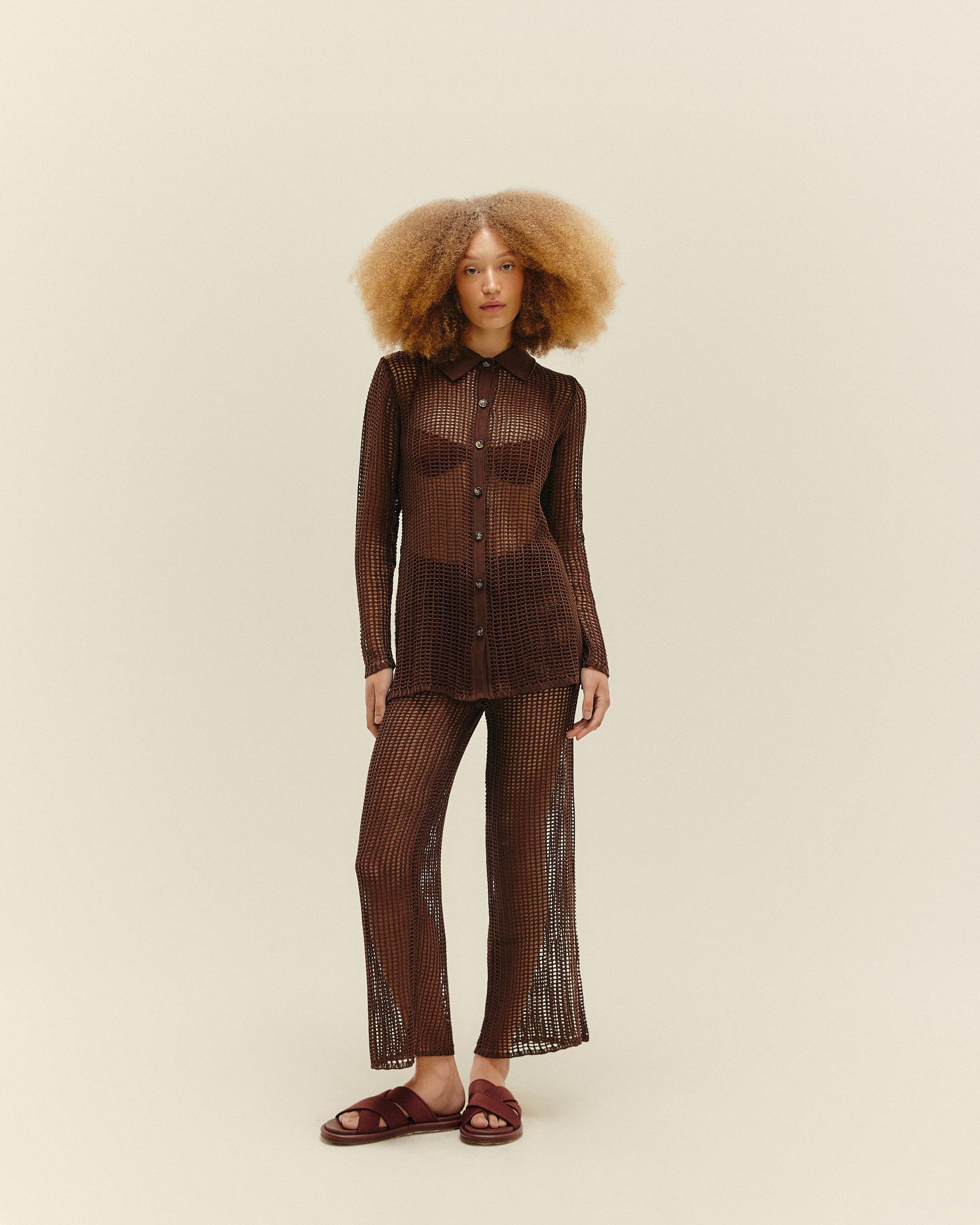 MAGLIA LUANA CAMICIA BRAUNA MARRONE
