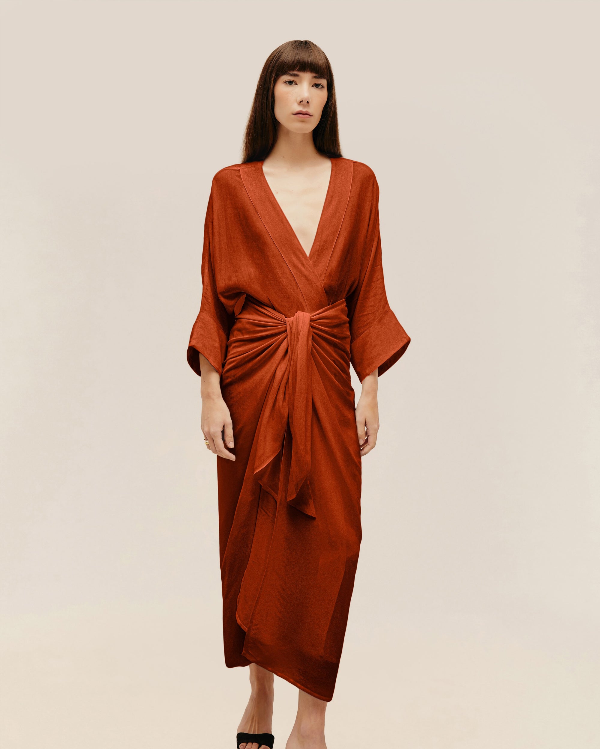 KNOT DRESS MID BROWN