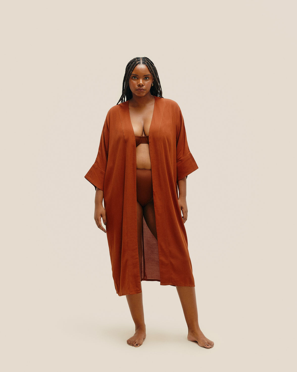 KNOT DRESS MID BROWN