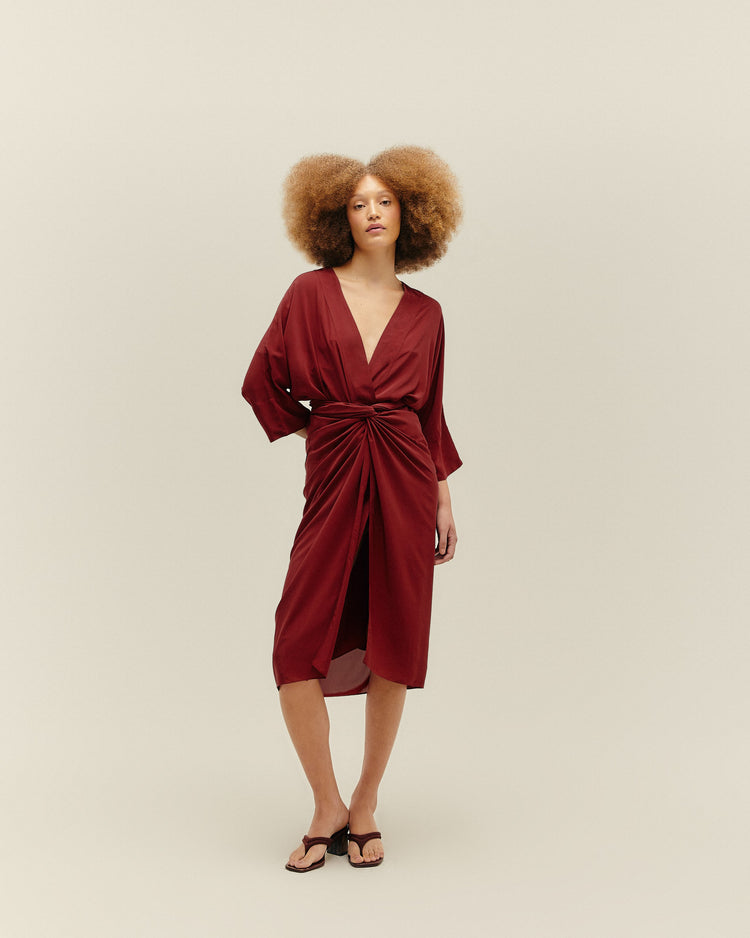 KNOT DRESS MARSALA