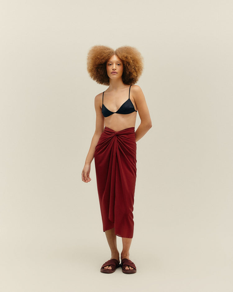 KNOT DRESS MARSALA