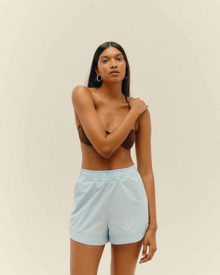 GABRIELA, PANTALONES CORTOS AZUL CELESTE