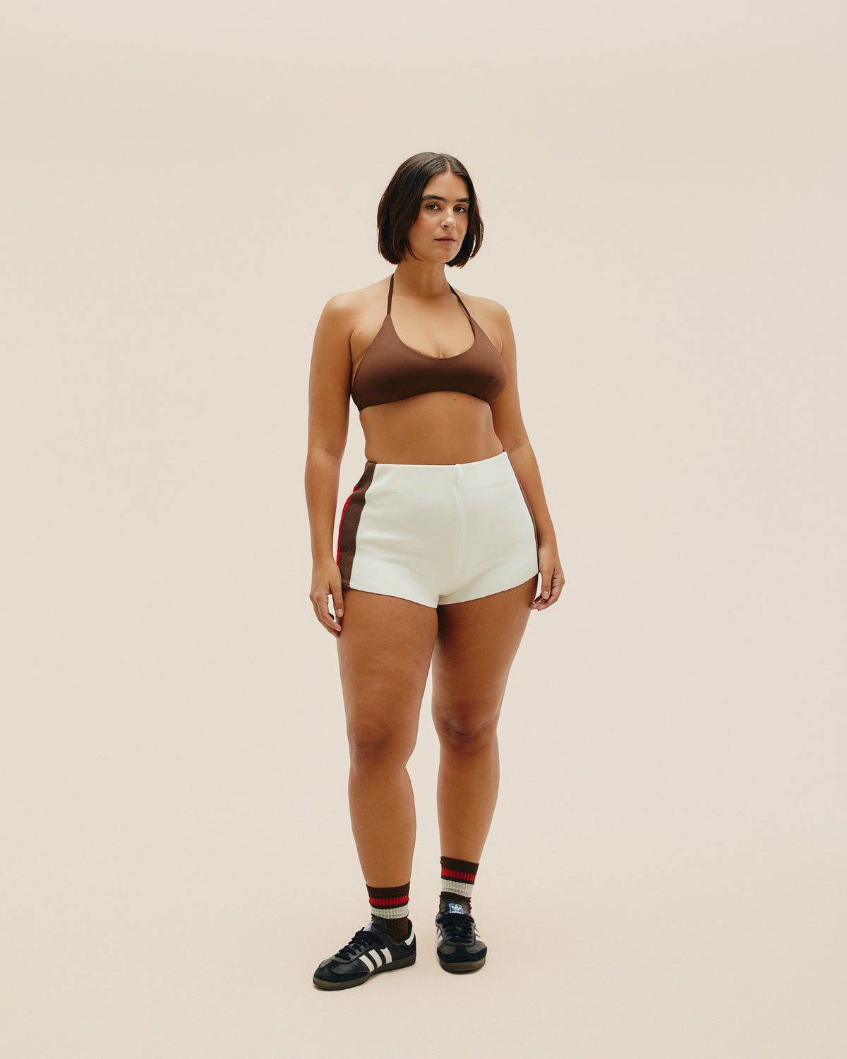 MARTA KNIT SHORTS WITH WHITE SPORT STRIPES