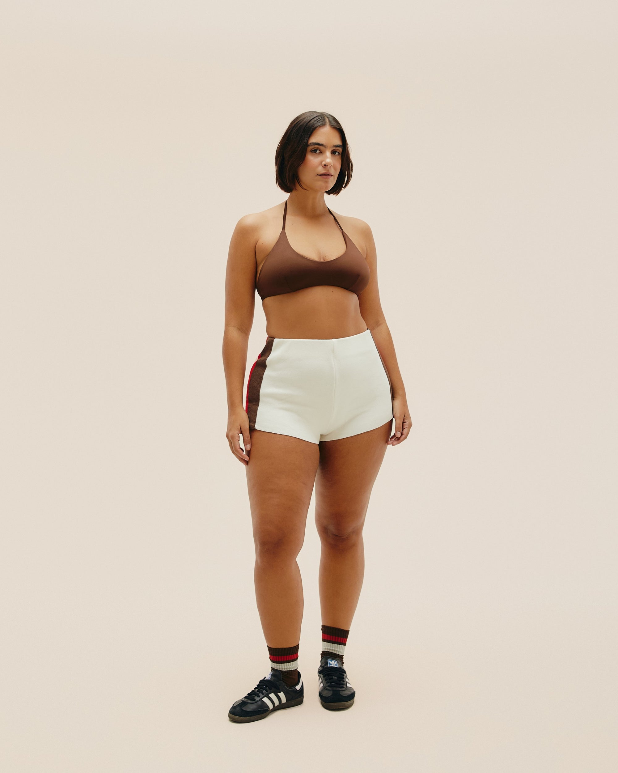 MARTA KNIT SHORTS WITH WHITE SPORT STRIPES