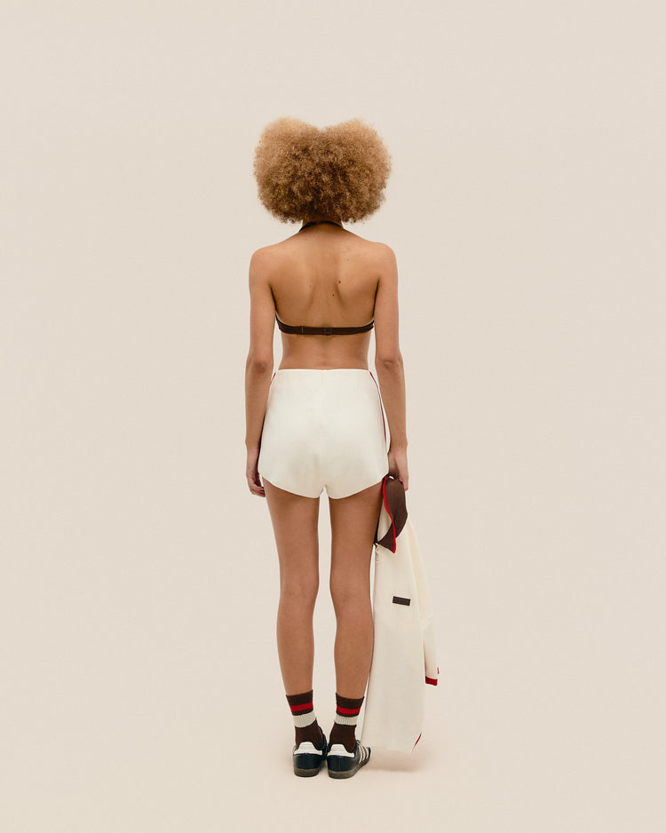 MARTA KNIT SHORTS WITH WHITE SPORT STRIPES