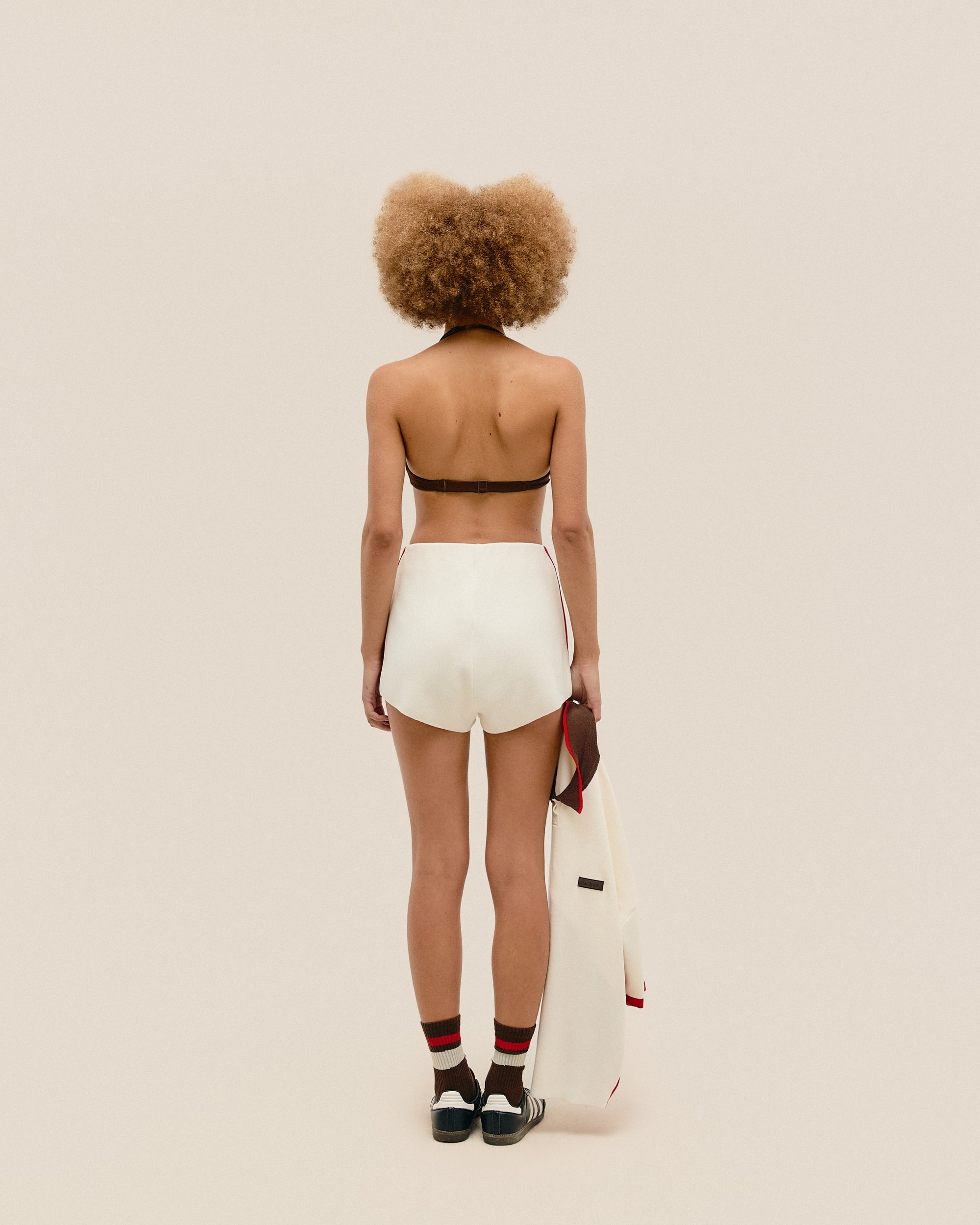 MARTA KNIT SHORTS WITH WHITE SPORT STRIPES