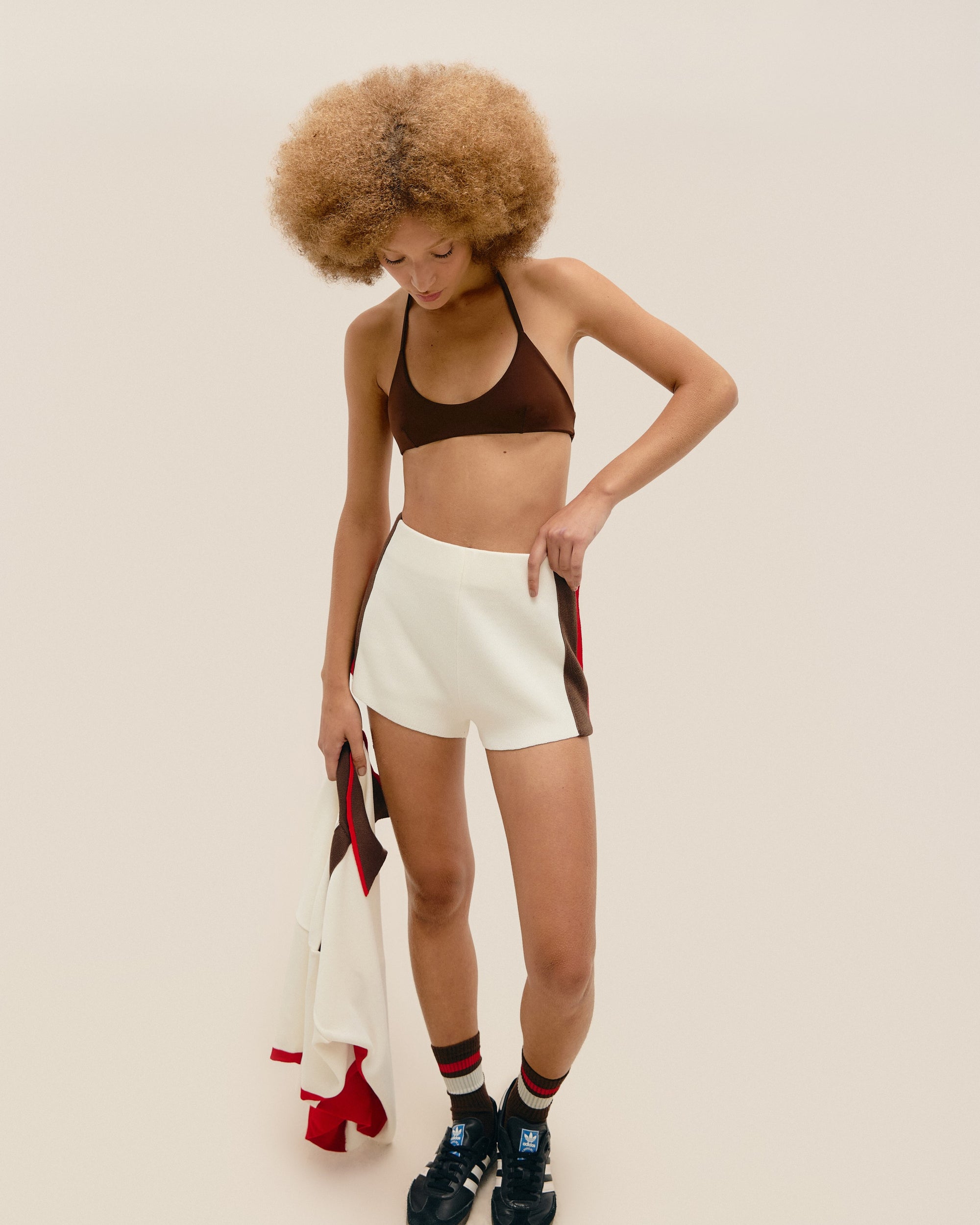 MARTA KNIT SHORTS WITH WHITE SPORT STRIPES
