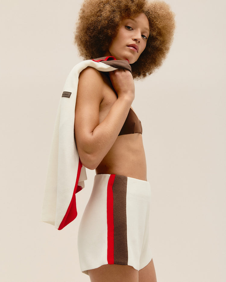 MARTA KNIT SHORTS WITH WHITE SPORT STRIPES