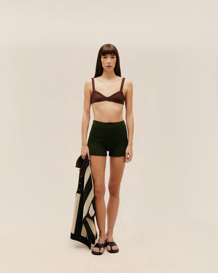 LOU KNIT SHORTS OLIVE GREEN