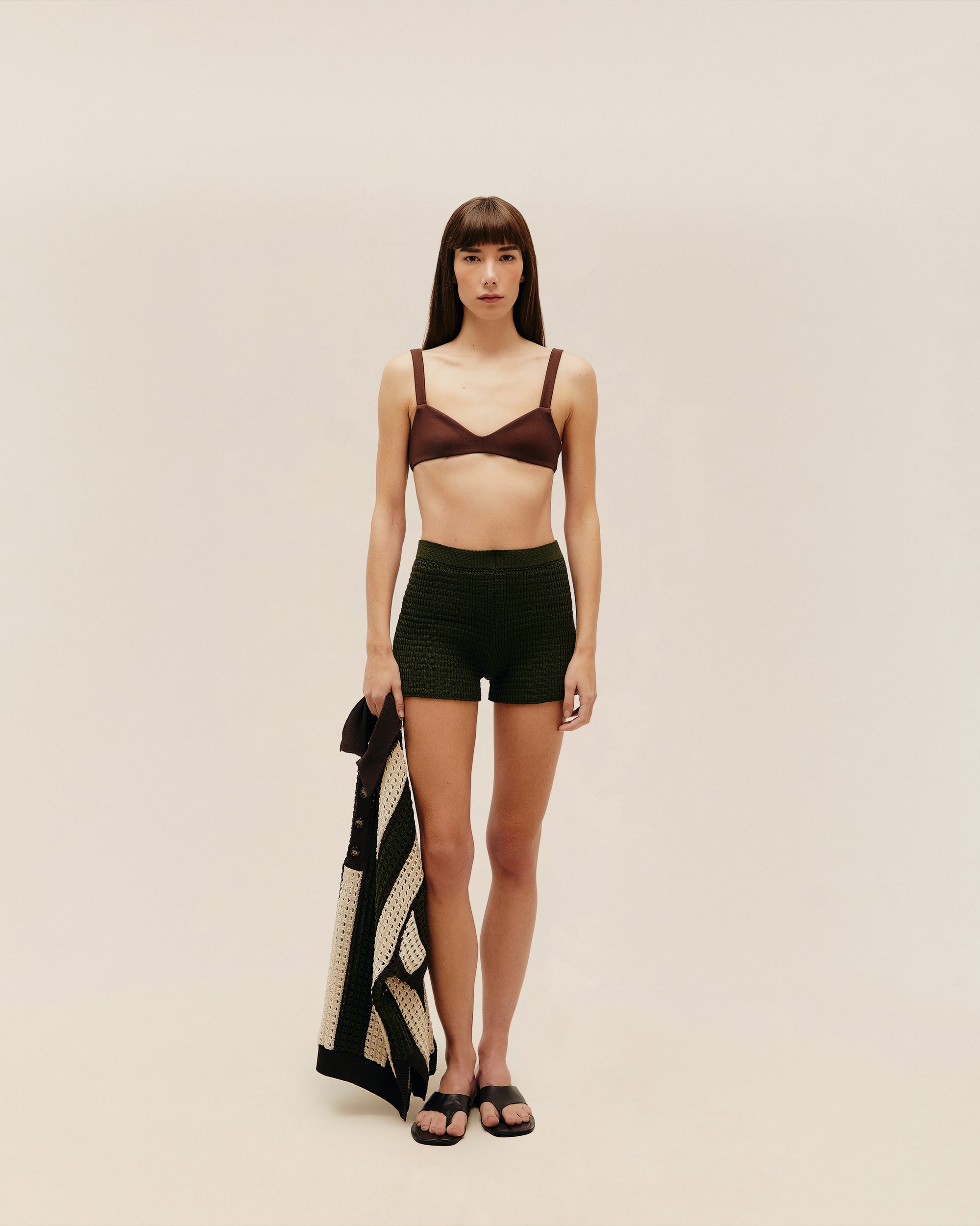 LOU KNIT SHORTS OLIVE GREEN