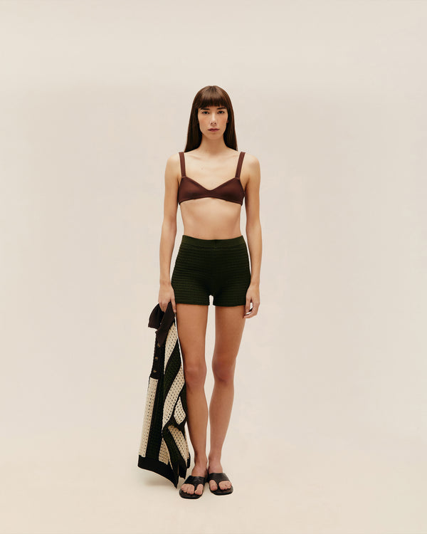 LOU KNIT SHORTS OLIVE GREEN