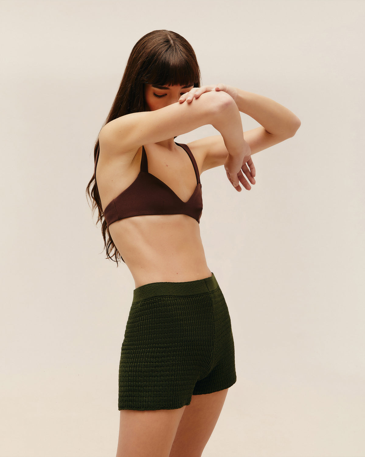 PANTALONES CORTOS DE PUNTO LOU VERDE OLIVA