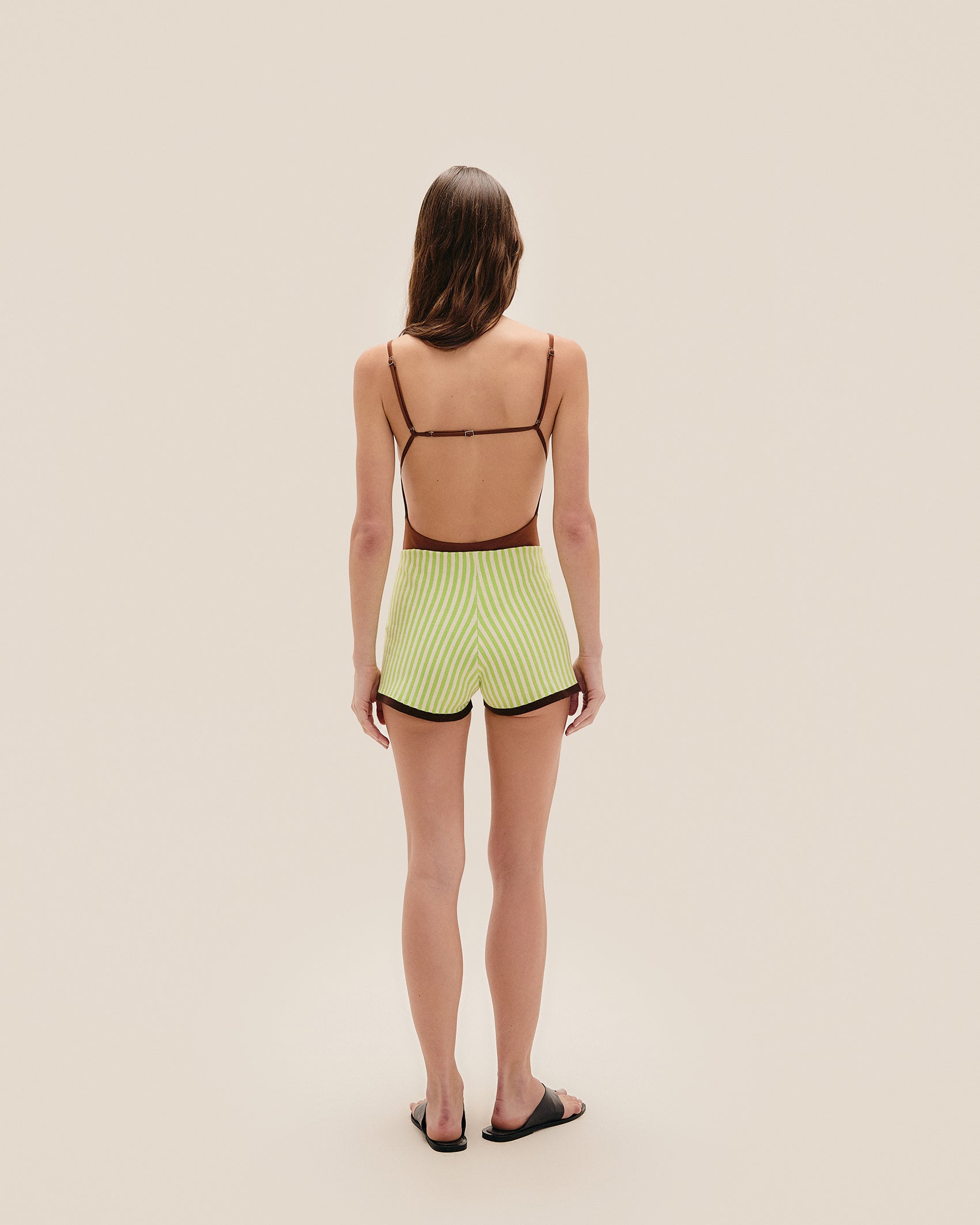 BELLA KNIT SHORTS RAPTURE GREEN STRIPES