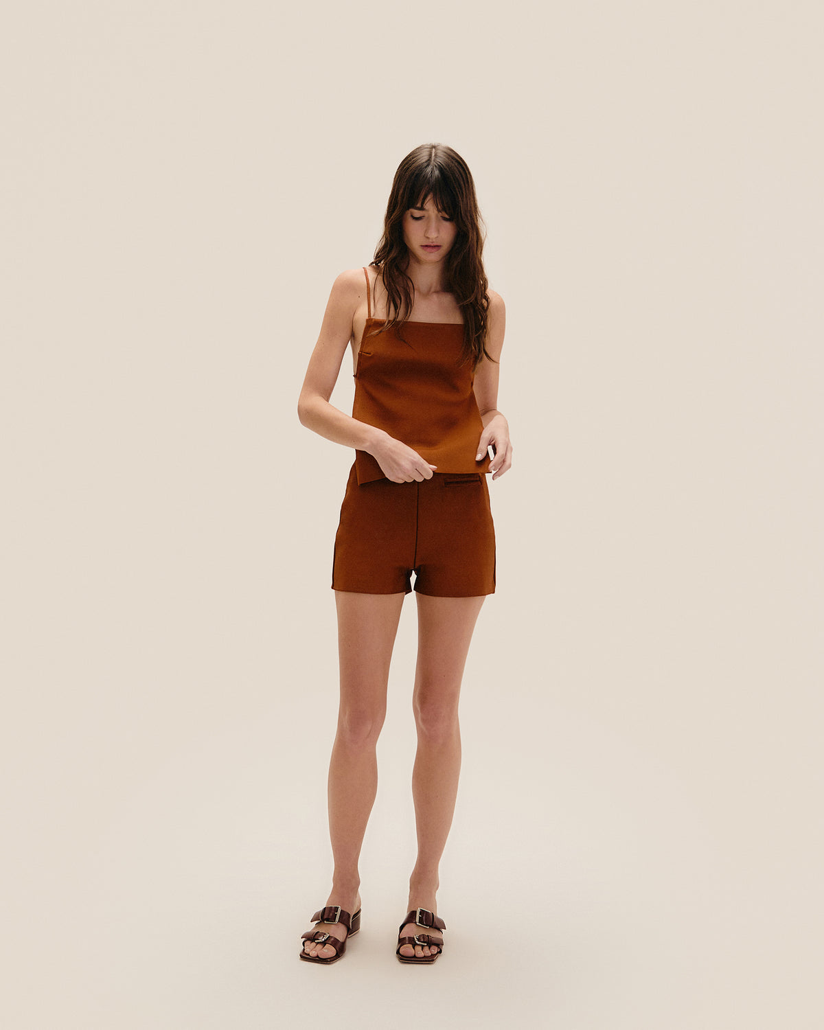 COUCOU KNIT SHORTS MID BROWN