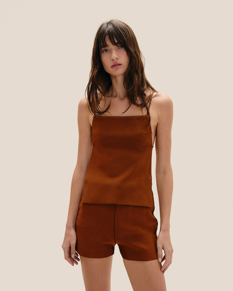 COUCOU KNIT SHORTS MID BROWN