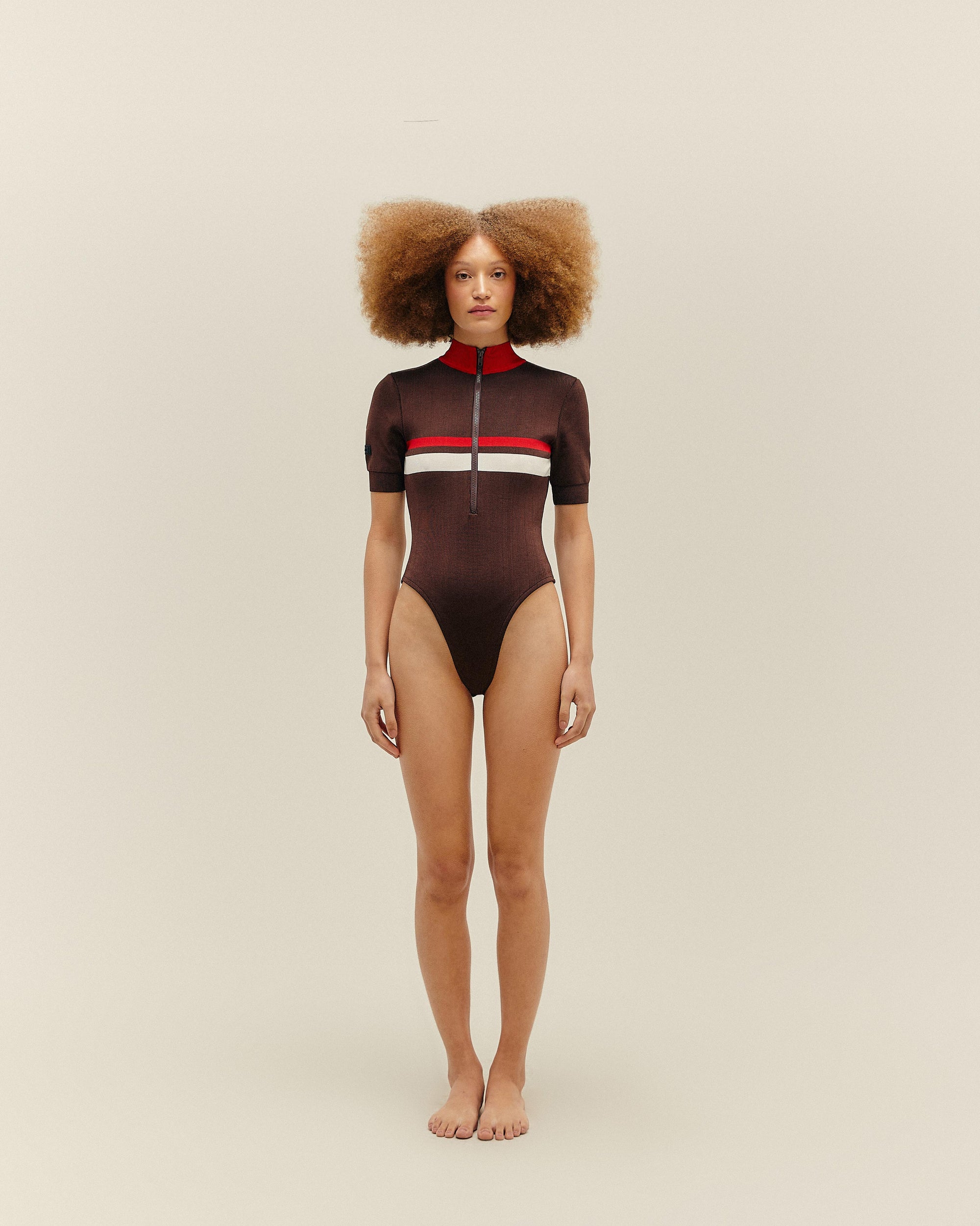 MAILLOT DE BAIN CARLA EN MAILLE, MODÈLE BRAUNA, COULEUR MARRON
