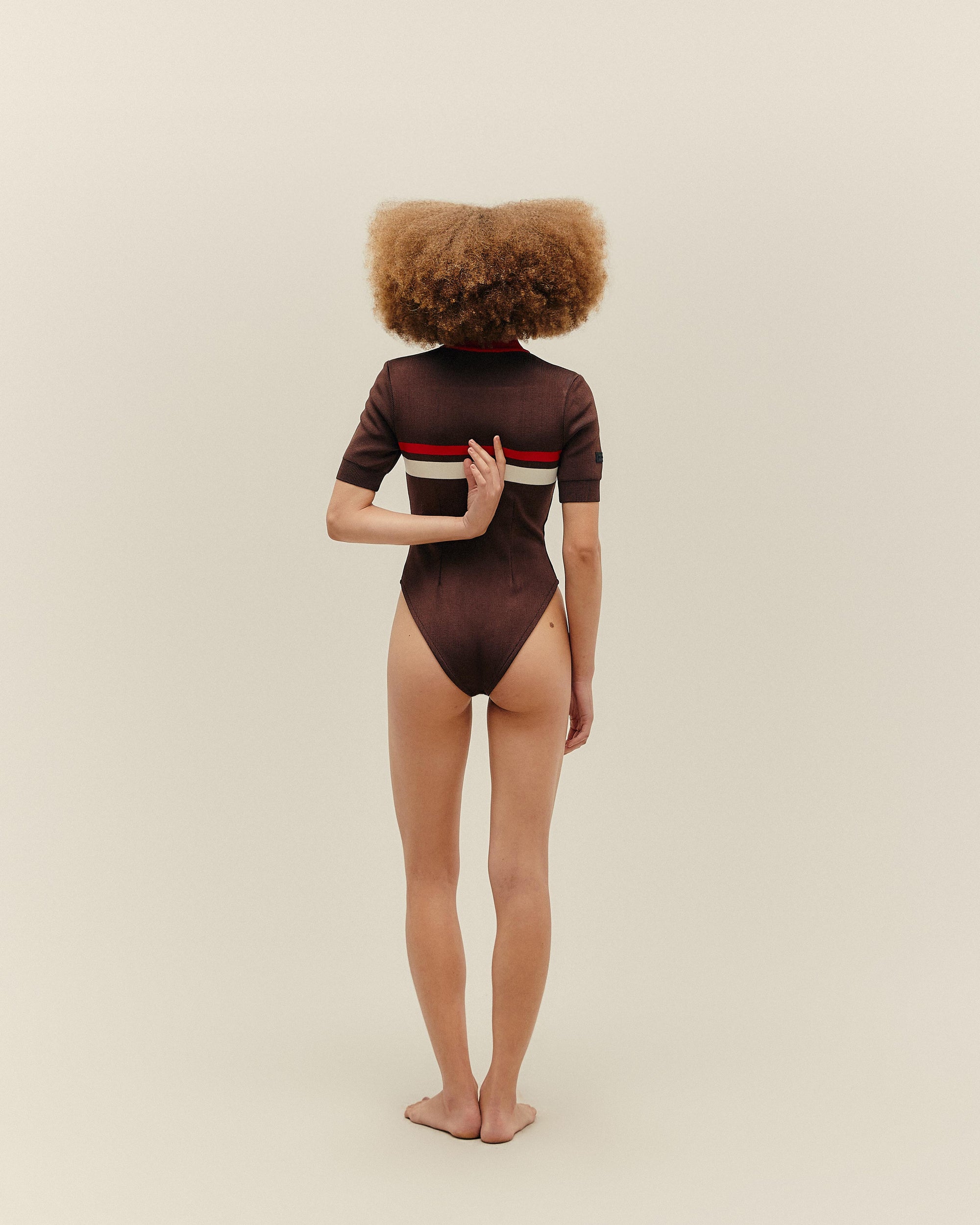 MAILLOT DE BAIN CARLA EN MAILLE, MODÈLE BRAUNA, COULEUR MARRON