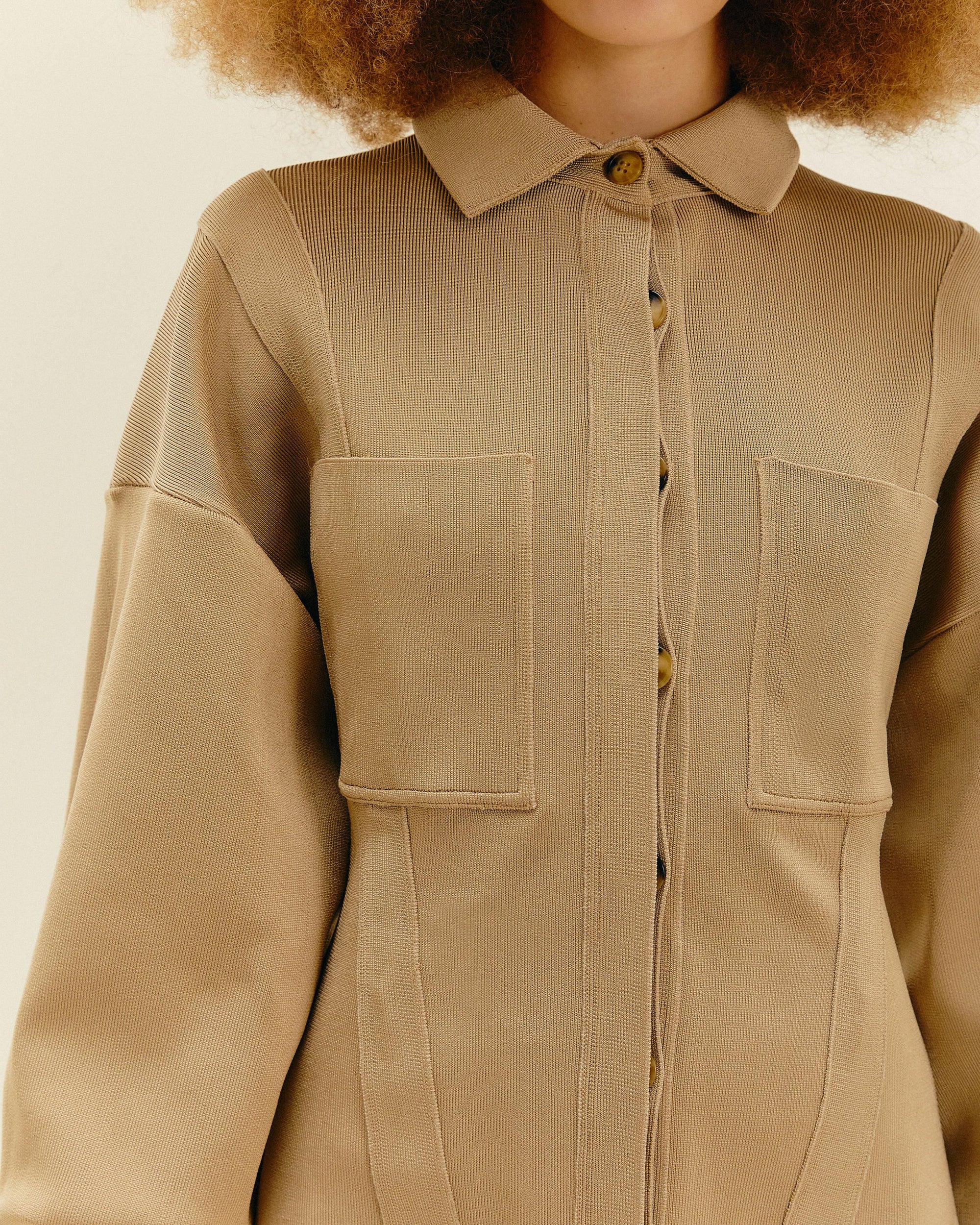 GIACCA THEODORA IN MAGLIA BEIGE PAGLIA