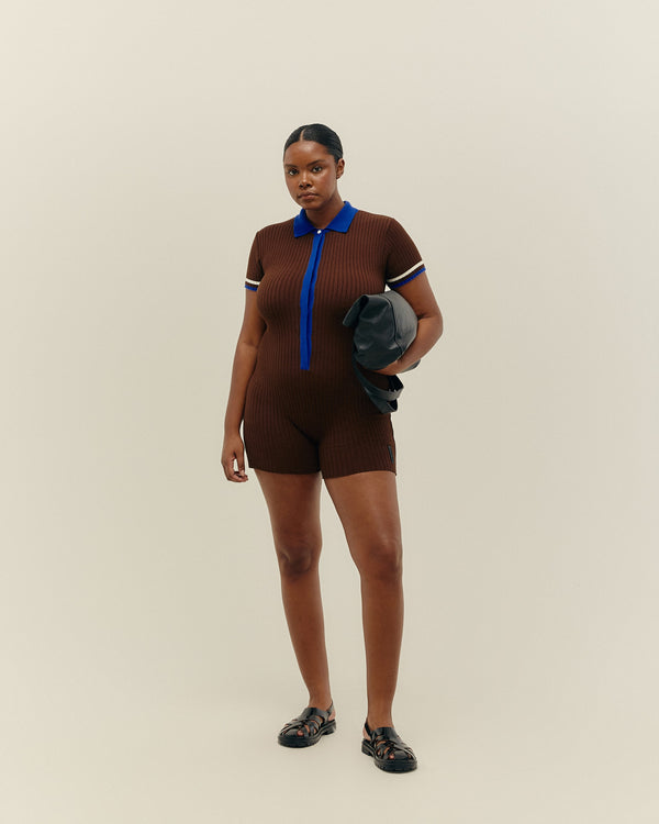 VIVIANE SPORT KNITTED JUMPSUIT BRAUNA BROWN