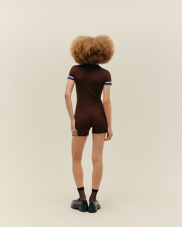 VIVIANE SPORT KNITTED JUMPSUIT BRAUNA BROWN