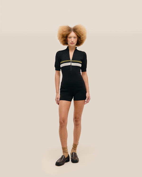 KNIT CARLA JUMPSUIT BLACK STRIPES