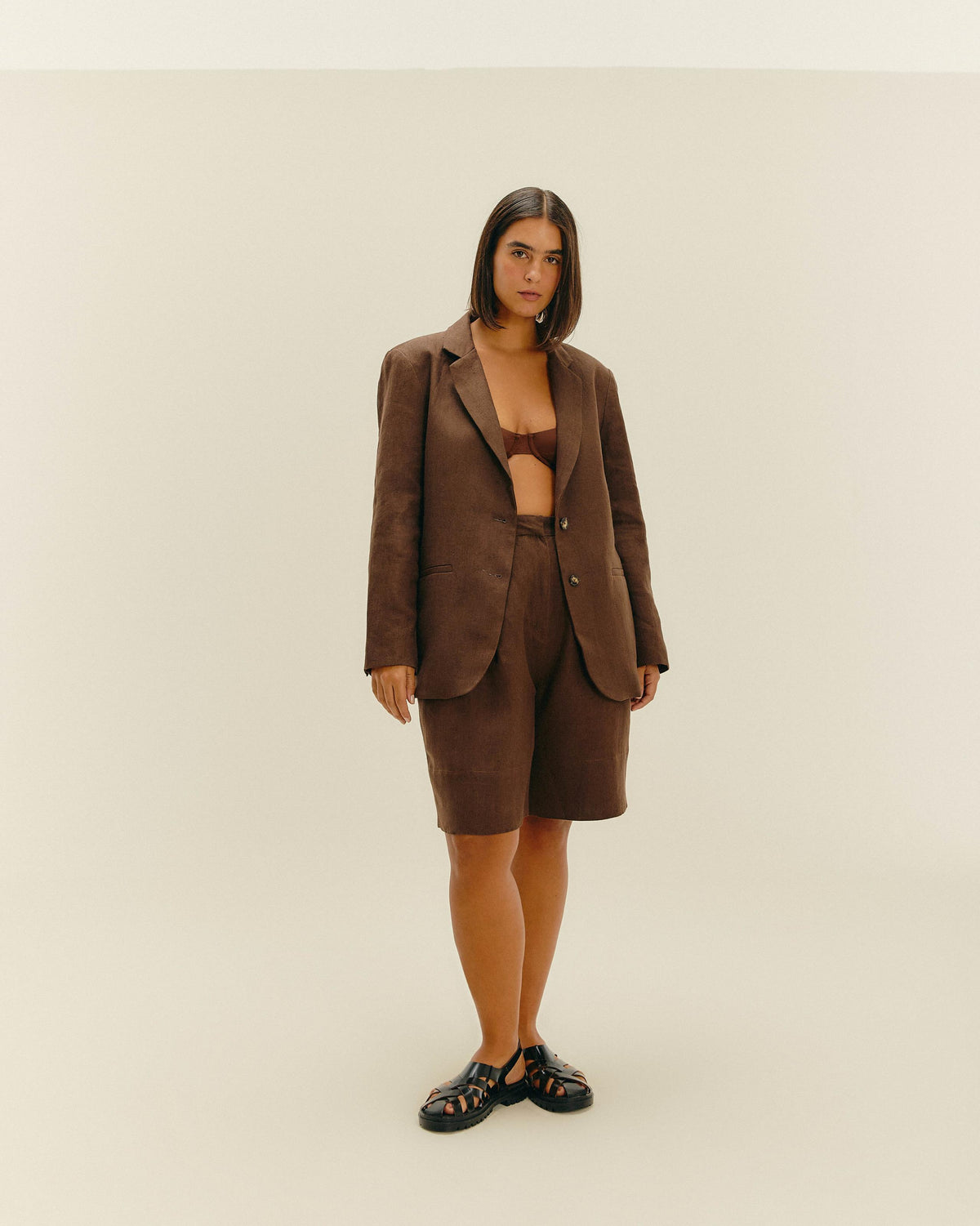 BLAZER CAROL LINHO BRAUNA BROWN